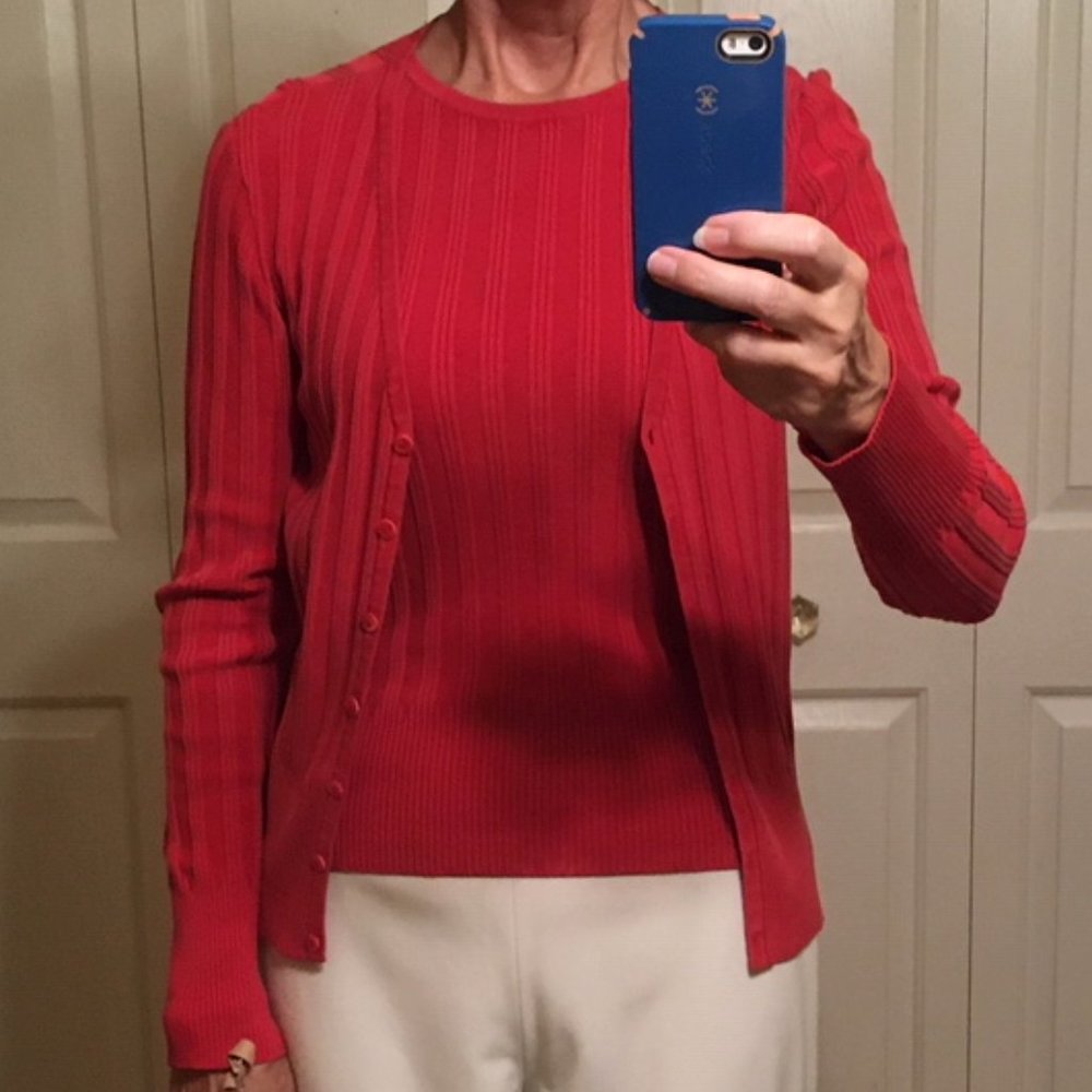 Classiques Entier Red Ribbed Twin Set Size S - image 2